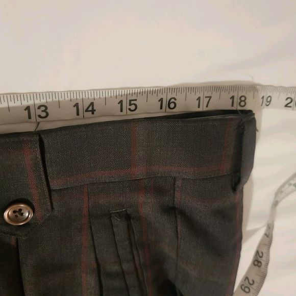 Tiglio Rosso Suit Pants Size Mens 36 Red Black Windowpane Plaid - Picture 5 of 6